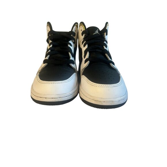 Nike Air Jordan 1 MID Shoes GS Sz 5Y WMNS Sz 6.5 White/Gold/Black 554725-190 - Picture 7 of 16